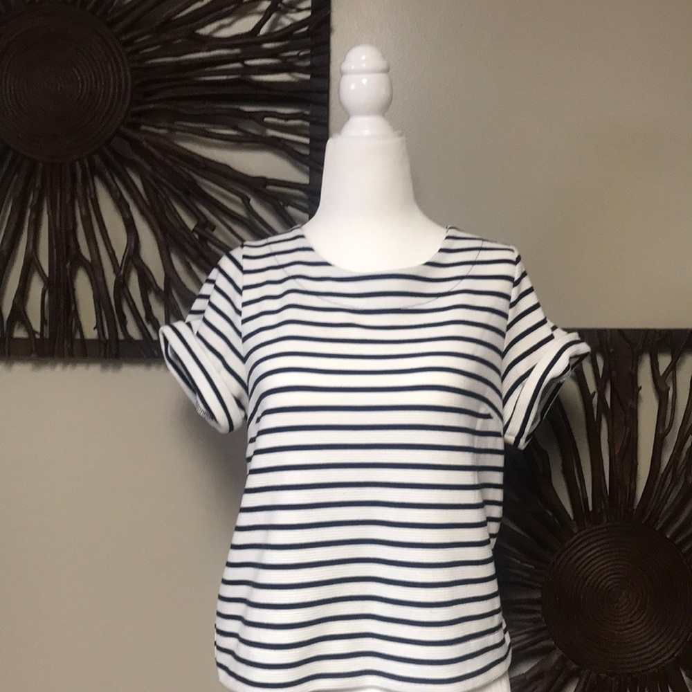 White and Blue Striped Shirt.
